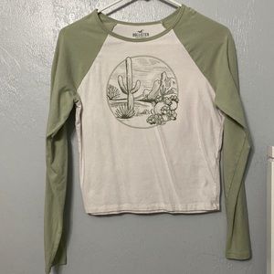 large Hollister long sleeve olive green shirt